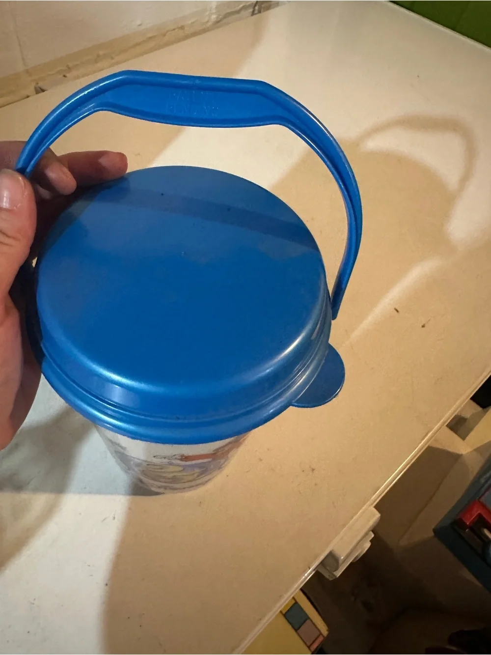 Disney 25th Anniversary White Glitter Souvenir Bucket with Blue Lid